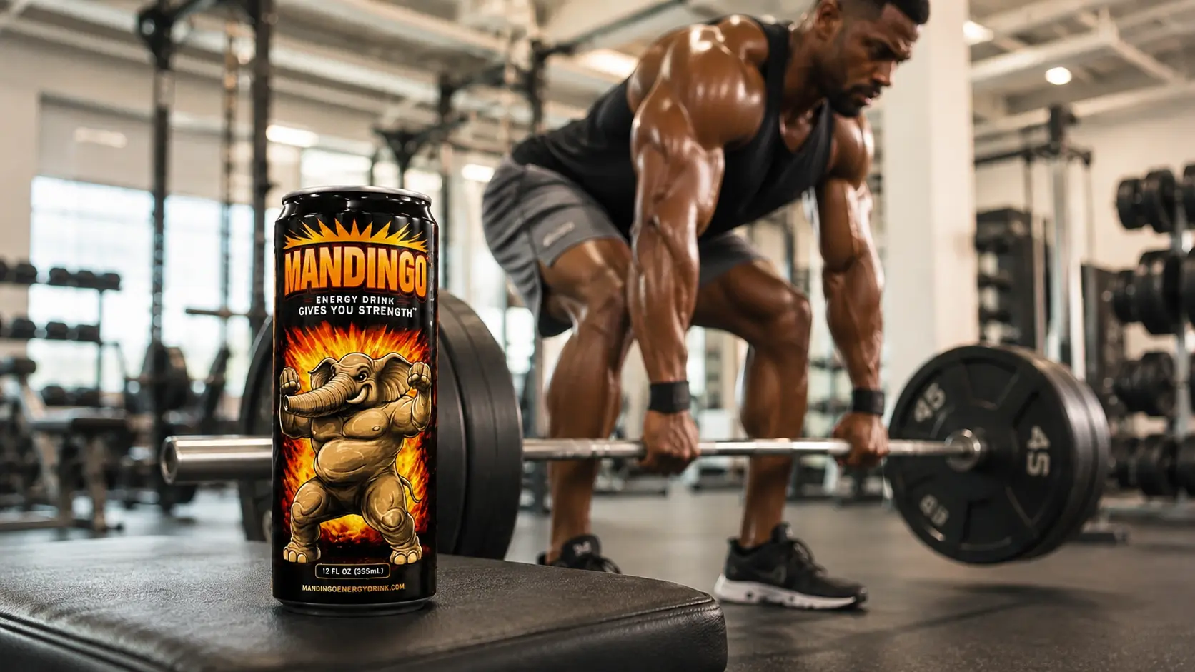 Athlete training in a gym with Mandingo Energy