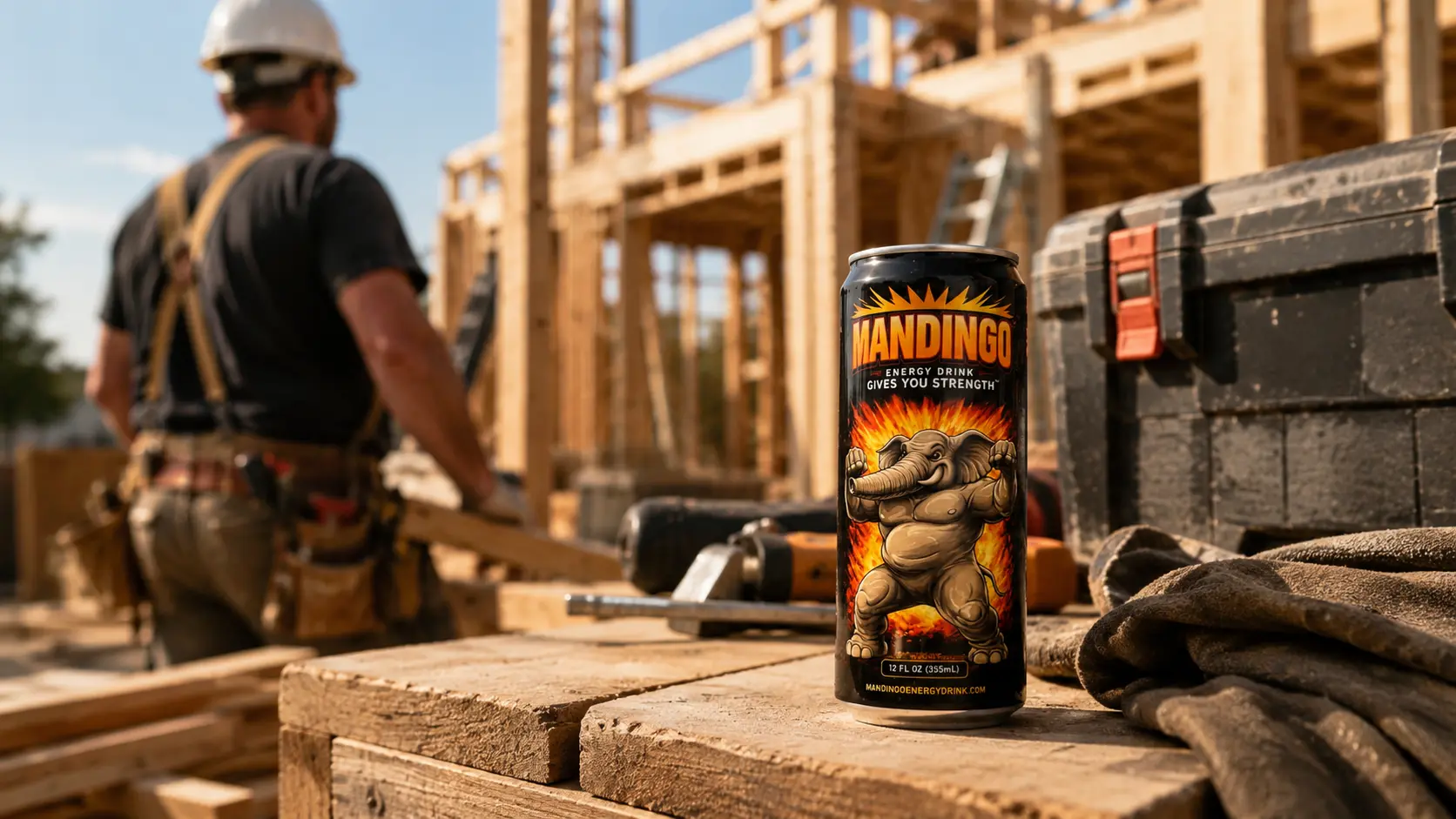 Focused worker on a construction site with Mandingo