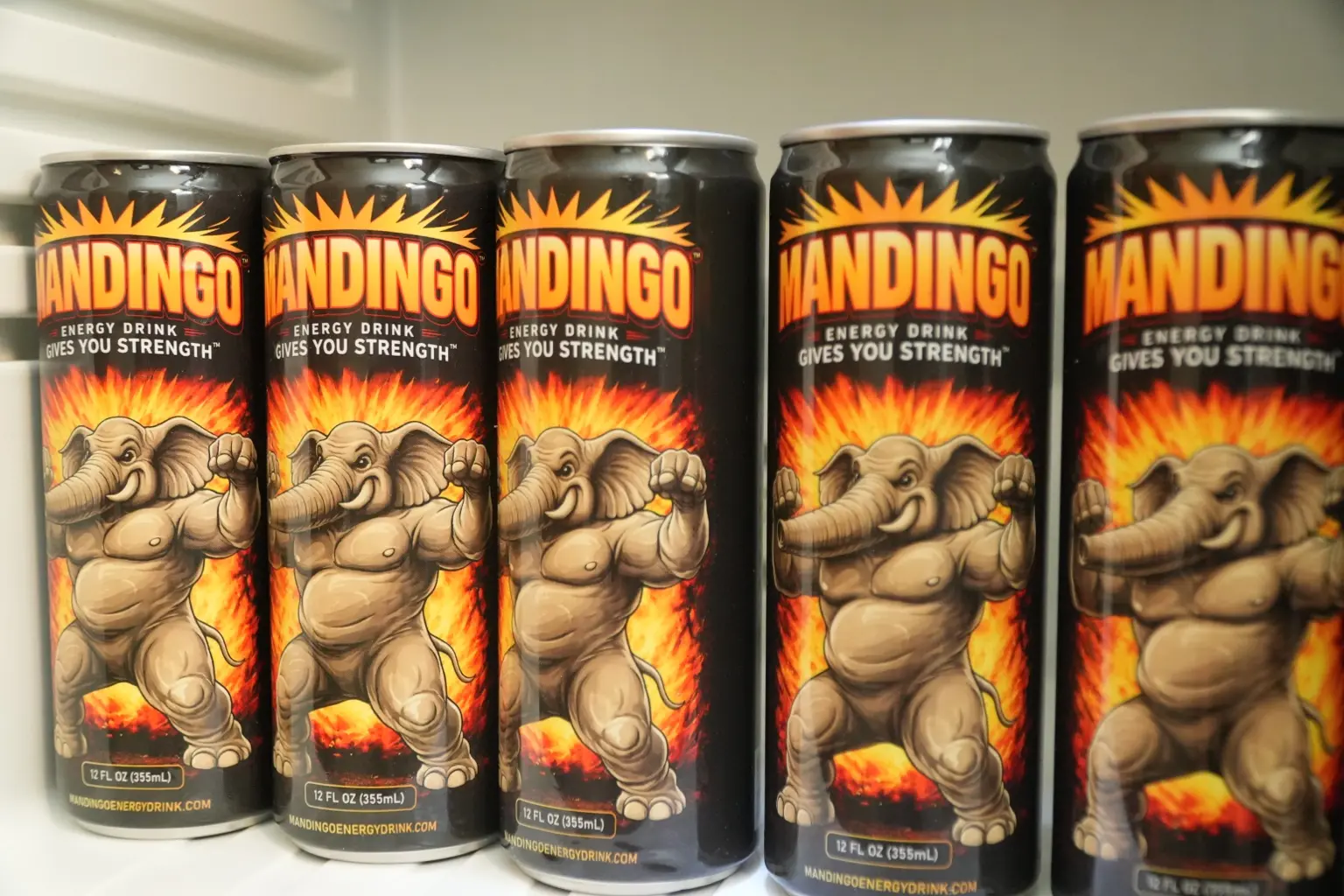 A cooler stocked with rows of Mandingo Original cans